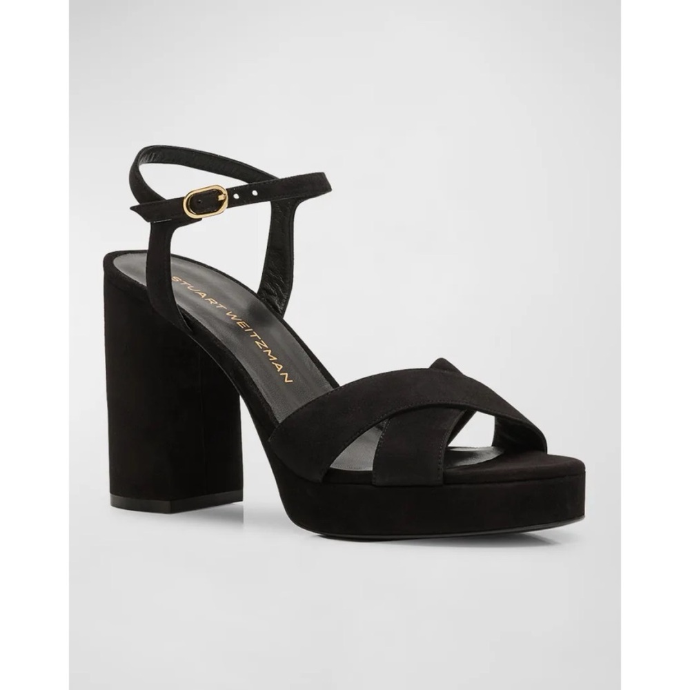 New Stuart Weitzman Dayna Suede Crisscross Platform Sandals Sz US 10